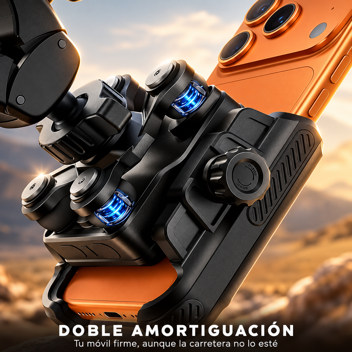Anclariders – Soporte Móvil Antivibración con Funda y Anclaje Rápido